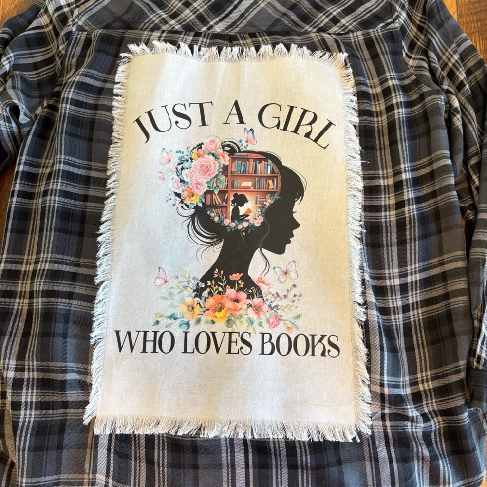 Plaid Shirt with Book Lover Graphic